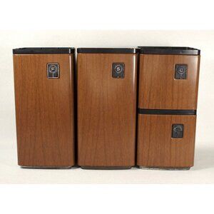 Mid Century 4-Piece Kitchen Canister Set Black And Faux Wood GSW Made in Canada